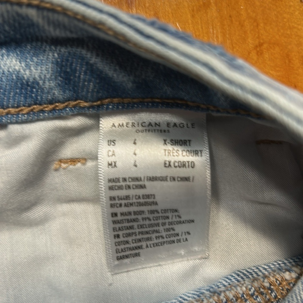 American Eagle Y2K Grunge Acid Wash Distressed Mom Jeans X-Short High Rise Denim - Picture 7 of 11
